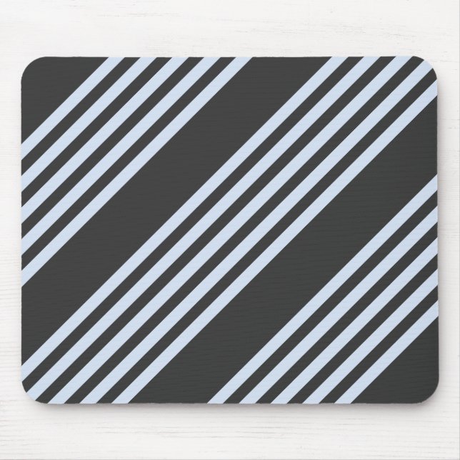 Pale blue and charcoal five stripes pattern mouse mat (Front)