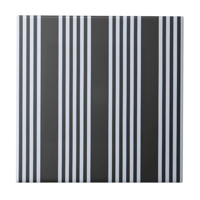Pale blue and charcoal five stripes pattern tile (Front)