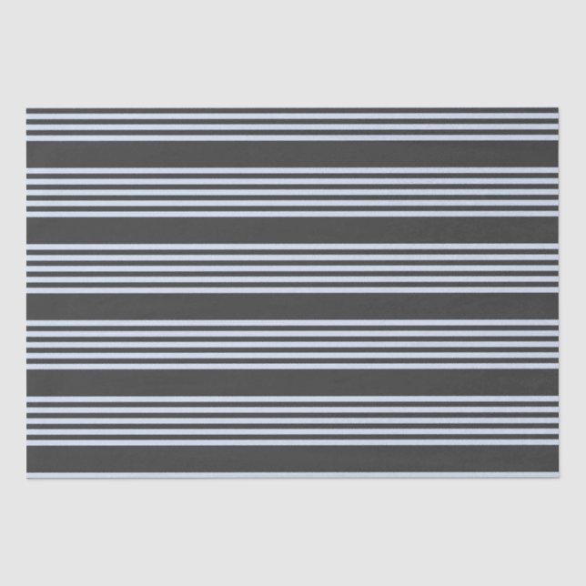 Pale blue and charcoal five stripes pattern tissue paper (Front)
