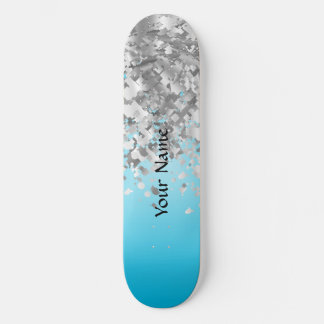 Pale blue and faux glitter skateboard