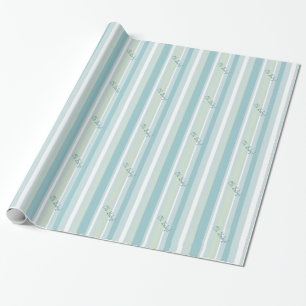 Pale Blue and Green Stripes Pattern Wrapping Paper