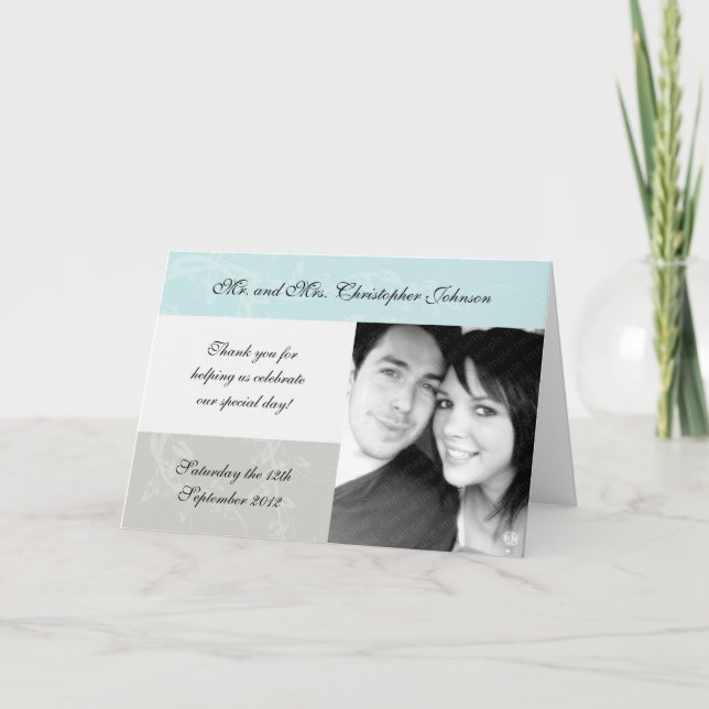 Pale Blue and Grey Wedding Thank You Cards (Front)