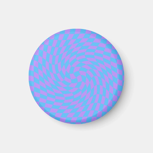 Pale-Blue and Lavender checkered   Magnet (Front)