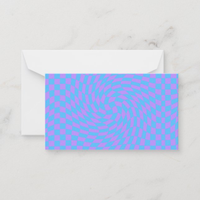 Pale-Blue and Lavender chequered  Card (Front)