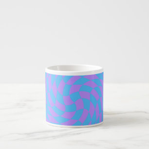 Pale-Blue and Lavender chequered   Espresso Cup