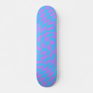 Pale-Blue and Lavender chequered  Skateboard