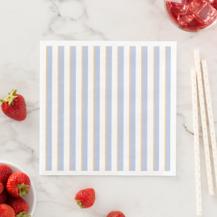 Pale Blue and Orange Stripes Paper Napkins