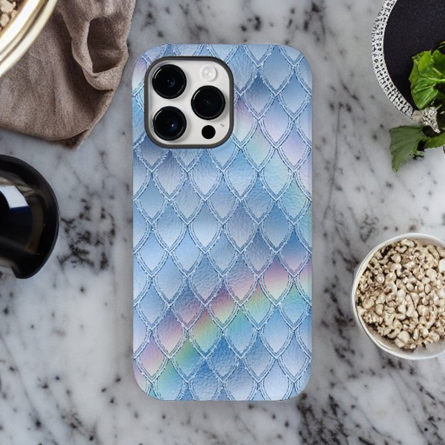 Pale Blue and Rainbow Dragon Scale Fantasy Pattern Case-Mate iPhone Case (Creator Uploaded)