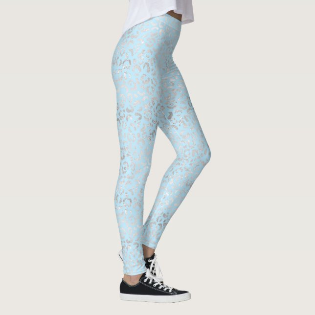 Pale Blue and Silver Leopard Print  Leggings (Right)