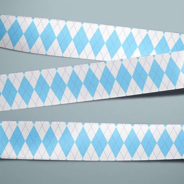 Pale Blue and White Argyle Pattern Grosgrain Ribbon (Creator Uploaded)