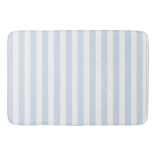 Pale blue and white candy stripes bath mat