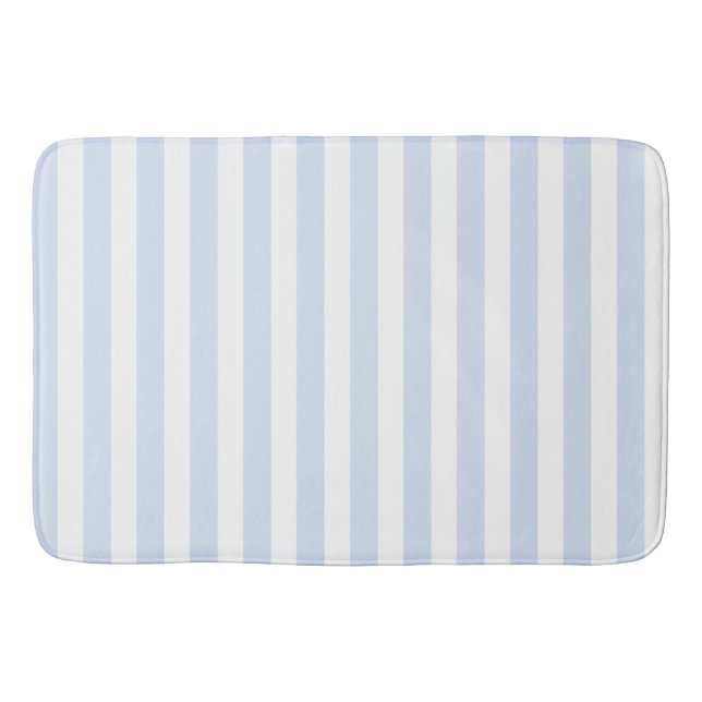 Pale blue and white candy stripes bath mat (Front)