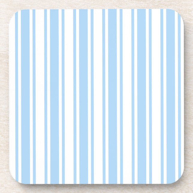 Pale blue and white candy stripes coaster (Front)