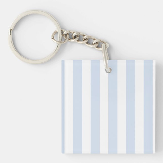 Pale blue and white candy stripes key ring (Front)