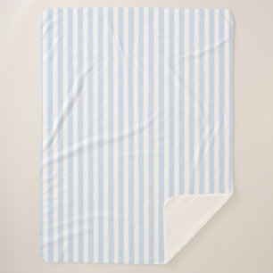 Pale blue and white candy stripes sherpa blanket