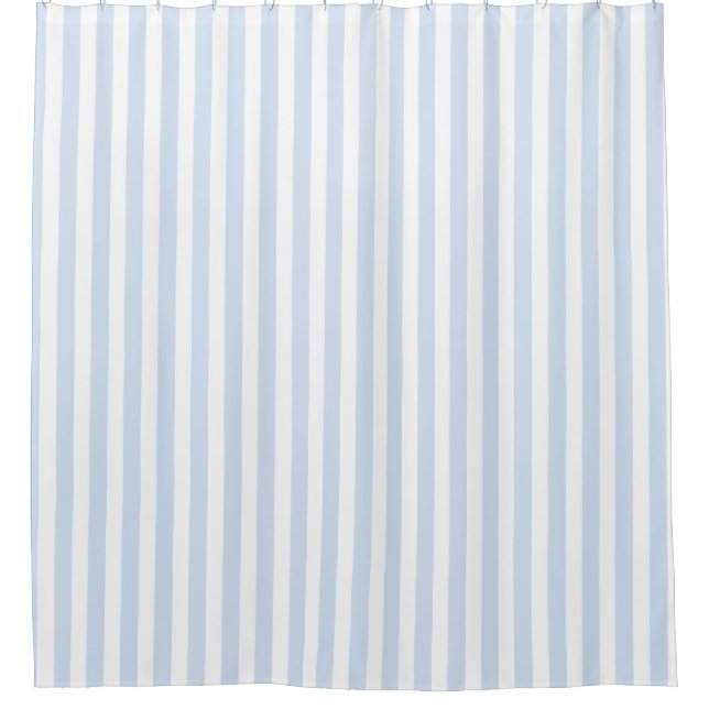 Pale blue and white candy stripes shower curtain (Front)