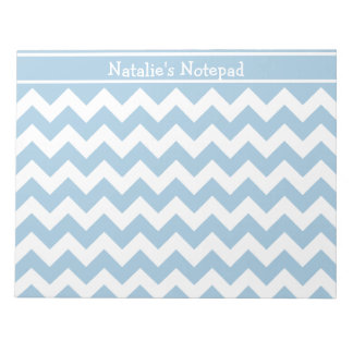 Pale Blue and White Chevrons Pattern Notepad