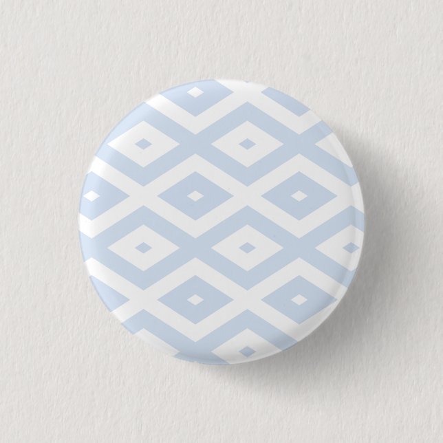 Pale blue and white diamond pattern 3 cm round badge (Front)