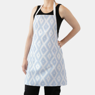 Pale blue and white diamond pattern apron