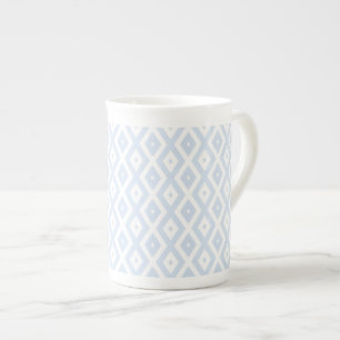 Pale blue and white diamond pattern bone china mug