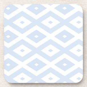 Pale blue and white diamond pattern coaster