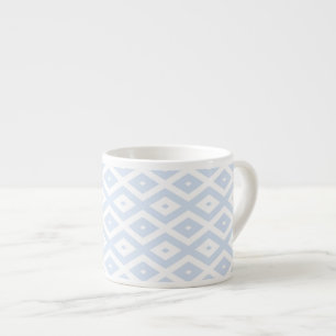 Pale blue and white diamond pattern espresso cup