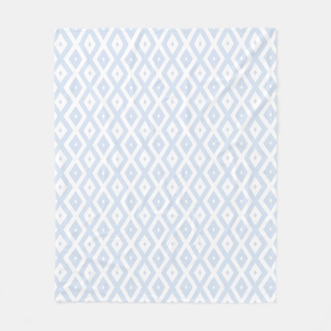 Pale blue and white diamond pattern fleece blanket (Front)