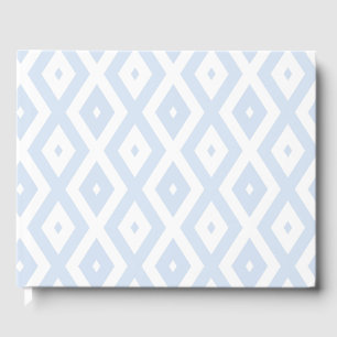 Pale blue and white diamond pattern guest book