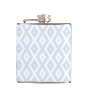 Pale blue and white diamond pattern hip flask