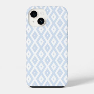 Pale blue and white diamond pattern iPhone 14 case