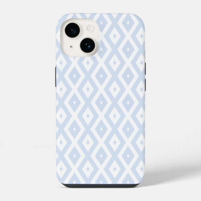 Pale blue and white diamond pattern  iPhone case (Back)