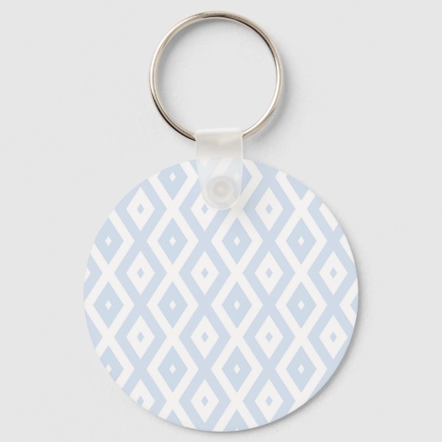 Pale blue and white diamond pattern key ring (Front)