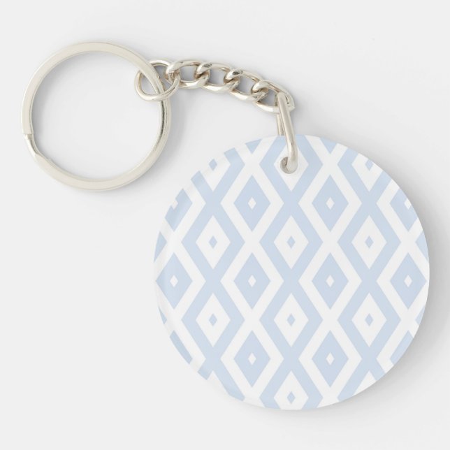 Pale blue and white diamond pattern key ring (Front)
