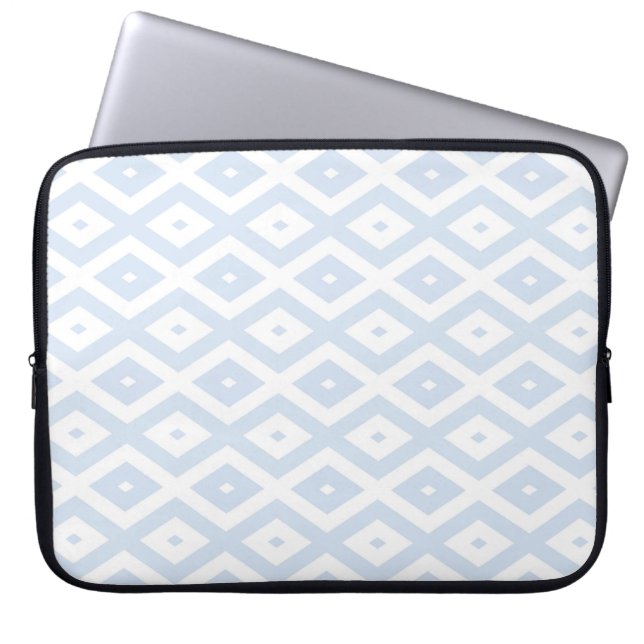 Pale blue and white diamond pattern laptop sleeve (Front)