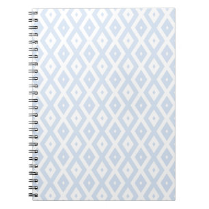 Pale blue and white diamond pattern notebook