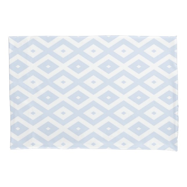 Pale blue and white diamond pattern pillowcase (Front)