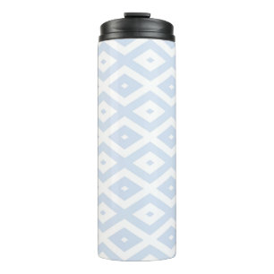 Pale blue and white diamond pattern thermal tumbler