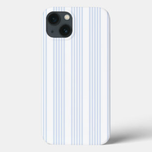 Pale blue and white five stripes pattern iPhone 13 case