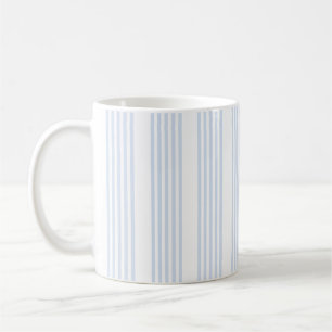 Pale blue and white five stripes pattern coffee mug