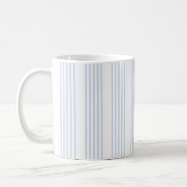 Pale blue and white five stripes pattern coffee mug (Left)