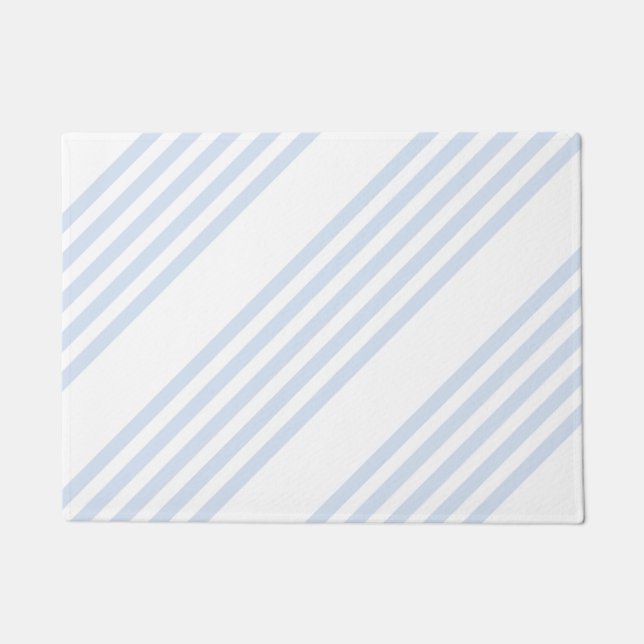 Pale blue and white five stripes pattern doormat (Front)