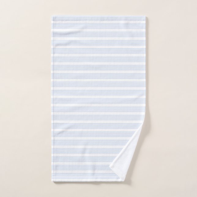 Pale blue and white five stripes pattern hand towel (Hand Towel)