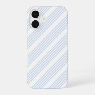 Pale blue and white five stripes pattern iPhone 16 case