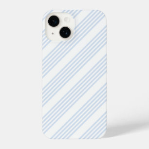 Pale blue and white five stripes pattern iPhone 14 case
