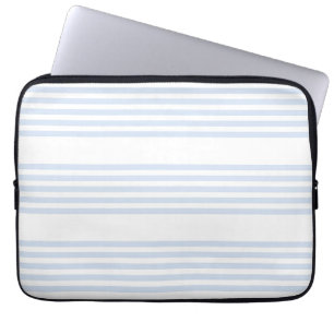 Pale blue and white five stripes pattern laptop sleeve