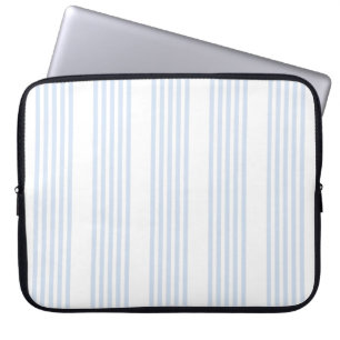 Pale blue and white five stripes pattern laptop sleeve