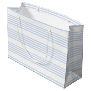 Pale blue and white five stripes pattern large gift bag