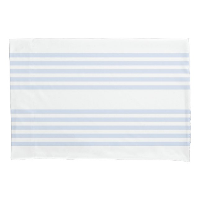 Pale blue and white five stripes pattern pillowcase (Front)