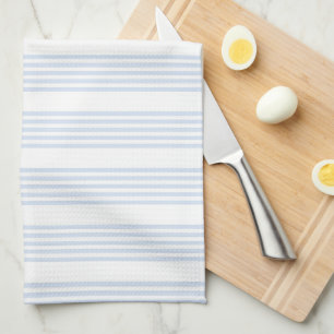 Pale blue and white five stripes pattern tea towel