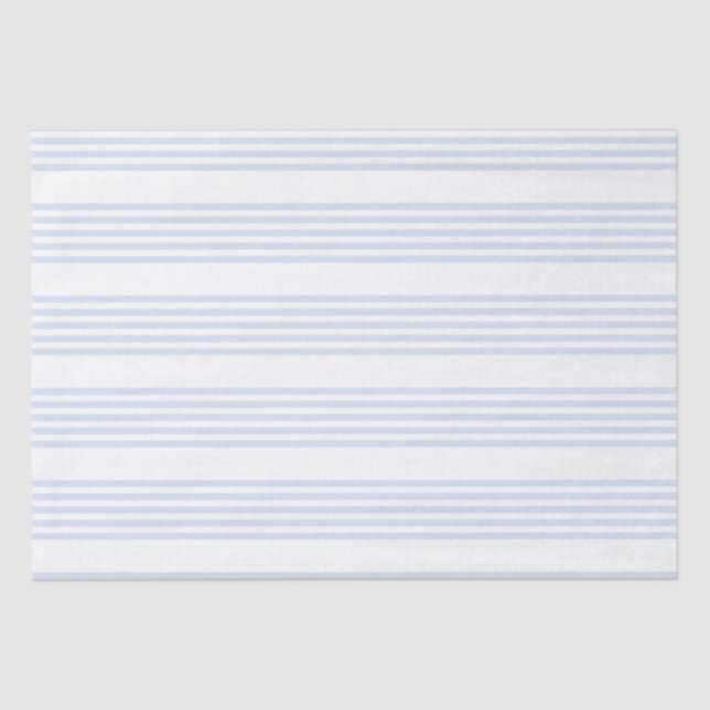 Pale blue and white five stripes pattern tissue paper (Front)